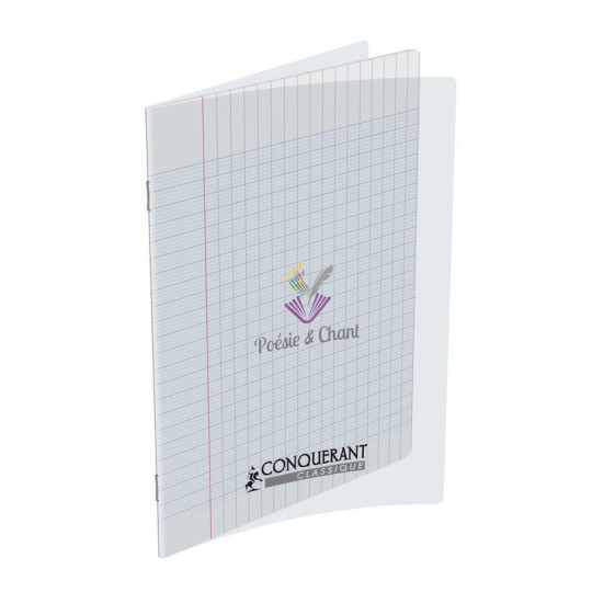 Conquérant Classique - Cahier de poésie et chant 17 x 22 cm - 48 pages - pages blanches et grands carreaux (Seyes) - transpare