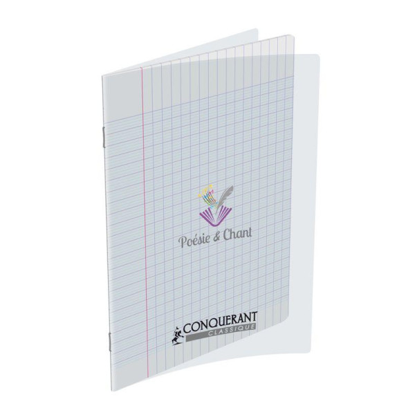 Conquérant Classique - Cahier de poésie et chant 17 x 22 cm - 48 pages - pages blanches et grands carreaux (Seyes) - transpare