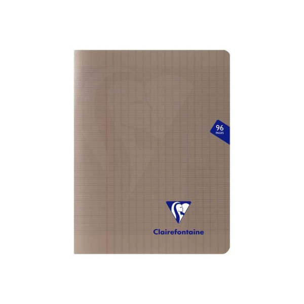 Clairefontaine Mimesys - Cahier polypro 17 x 22 cm - 96 pages - grands carreaux (Seyes) - gris noir