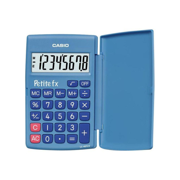 Calculatrice de poche Casio Petit-FX LC-401LV - 8 chiffres - alimentation batterie - bleu
